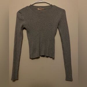 Forever 21 Charcoal Ribbed Long Sleeve Top
